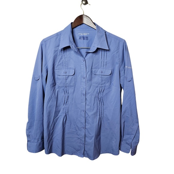 Columbia Women’s Purple Blue Casual Button Down Shirt Blouse - Great Condition - Picture 2 of 6